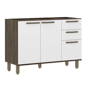 Balcão Pia (sem Tampo) Sara 120 cm 2 Portas 3 Gavetas Luciane