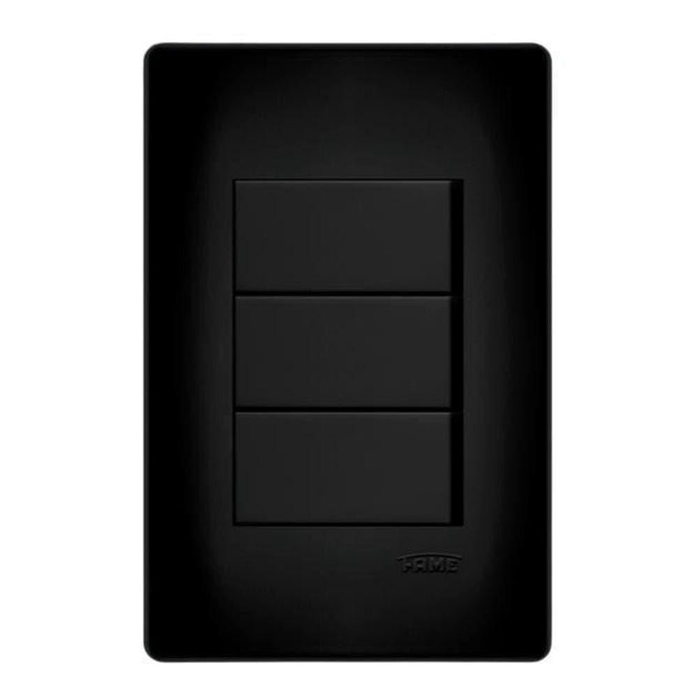 Interruptor Triplo Simples 16A Fame Placa 4X2 Habitat Black