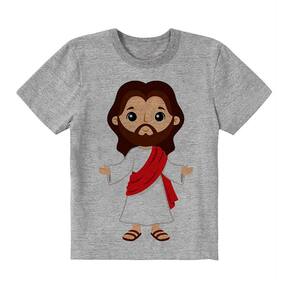 Camiseta Infantil Cinza Jesus Cristo Desenho