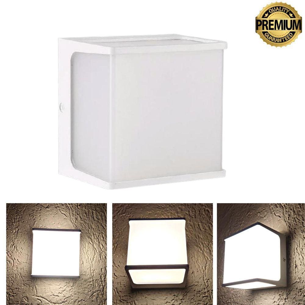 Arandela New Home Quadrada 8W 3000K Ip65 A Prova Água Branco