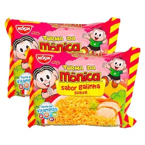 Kit 2 Macarrão Instantâneo Nissin Turma da Mônica Sabor Galinha 85g