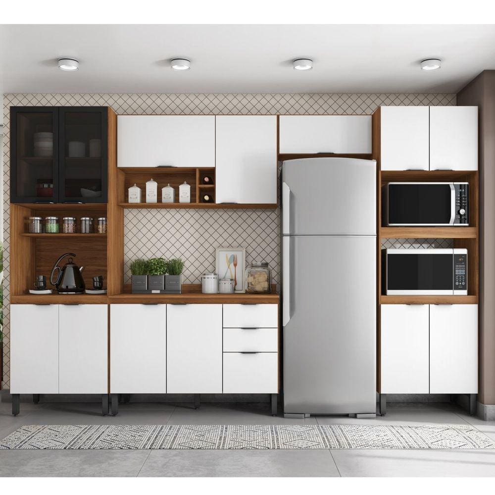 Cozinha Completa Firenze 05 Peças 14 Portas e 02 Gavetas Demóbile Amendola Touch/Branco