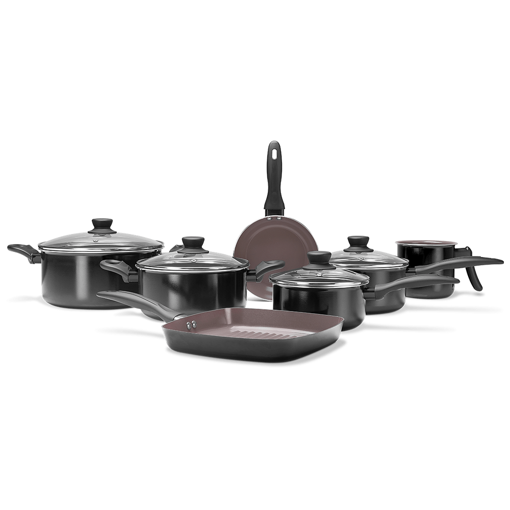Jogo de Panelas Brinox Ceramic Life Easy 7 Peças Preto