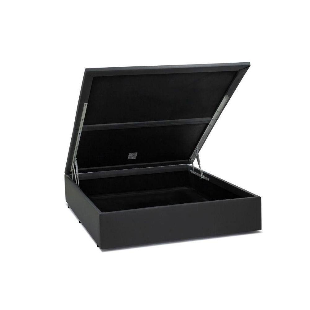Cama Box Baú Casal AColchoes Sintético Cinza 41x138x188