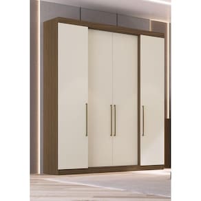 Guarda Roupa Casal 4 Portas 4 Gavetas Berlim Edez Nogueira/Off White