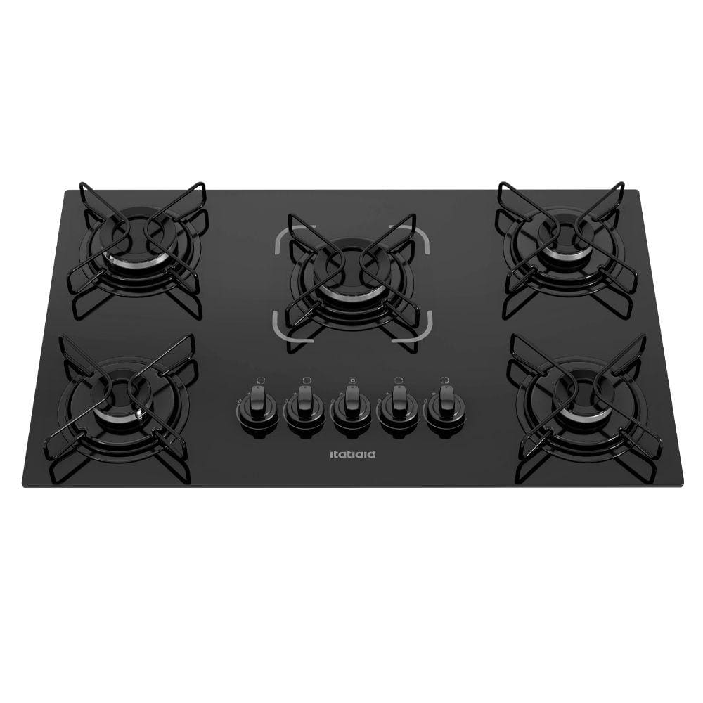 Cooktop Vidro Temperado 5 Bocas Essencial Preto Itatiaia Bivolt