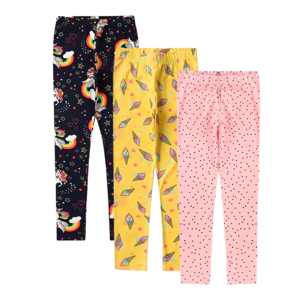 Kit 03 Calças Legging Infantil Menina 2 a 12 anos Criança Leg