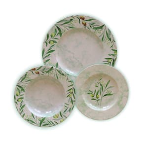 Jogo de Pratos Porcelana Decorada Tramontina Oliva 12 Peças