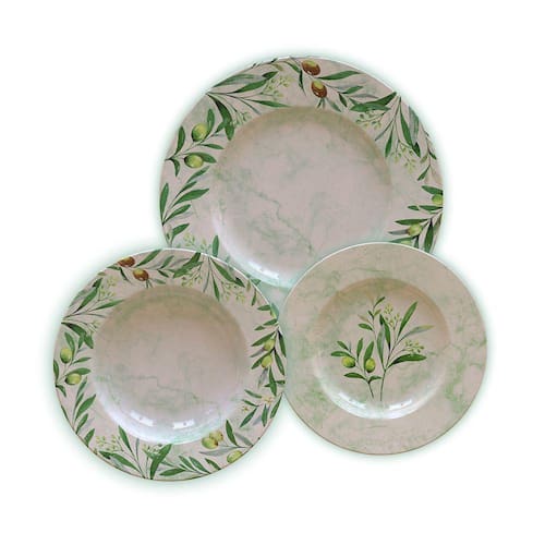 imagem-Jogo de Pratos Porcelana Decorada Tramontina Oliva 12 Peças
