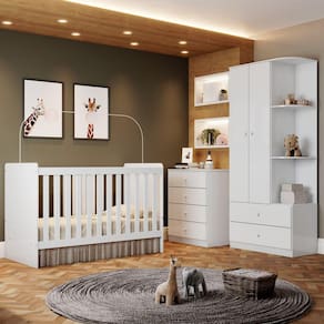 Quarto De Bebê Completo Thaiany 2 Portas 6 Gavetas Ie02 Branco - Bci Móveis