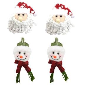Jogo Carinha Papai Noel e Boneco de Neve Pelúcia 15cm 4 Unidades - Master Christmas