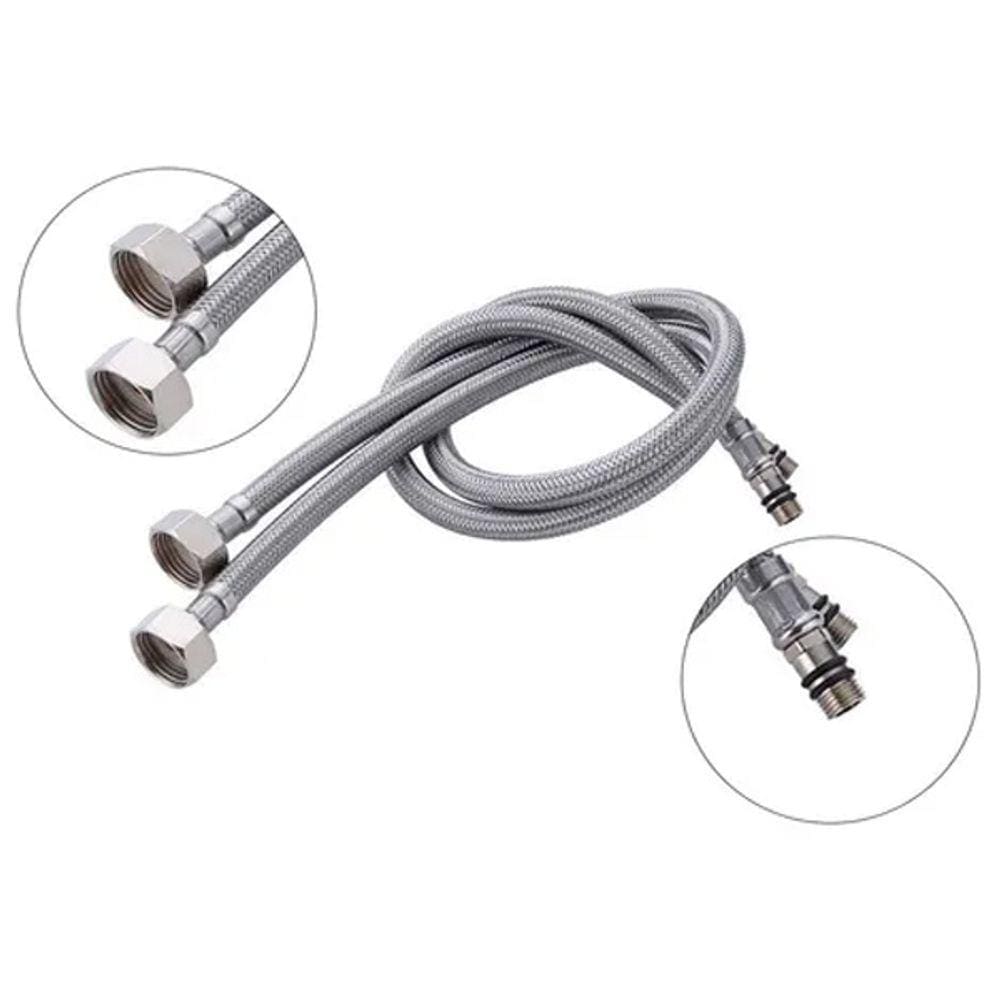 Engate Rabicho Monocomando Misturador Par 80cm Grande  Flexível Mangueira Torneira