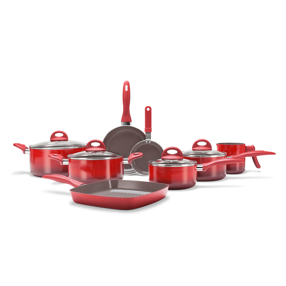 Jogo de Panelas Brinox - Ceramic Life Smart Plus - Vermelho 8 peças