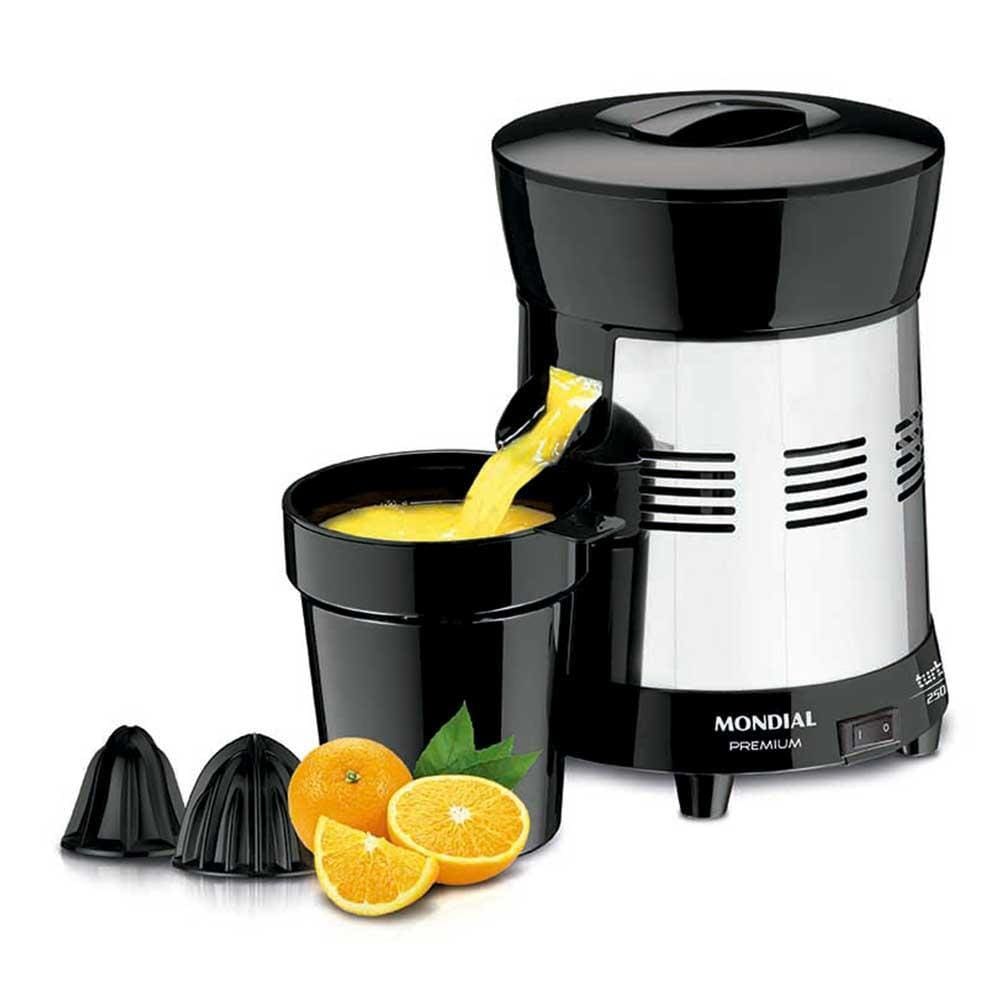 Espremedor de Frutas Mondial E-10 Turbo Com Cone Extra e 250W Preto e Inox