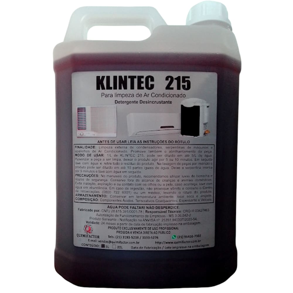 Detergente Desincrustante Limpeza em Serpentina de Ar Condicionado - 5 Litros
