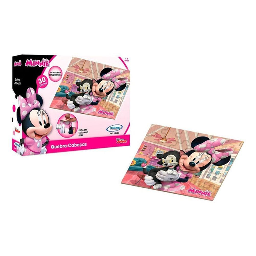 Quebra Cabeça Minnie Disney Infantil 30pçs em madeira Minie