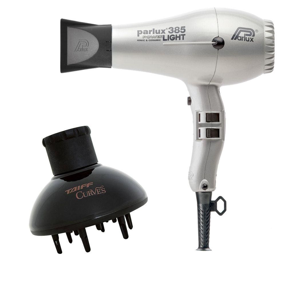Kit - Secador Profissional Parlux 385 Power Light Prata 2150W 220V + Difusor De Ar Curves Taiff