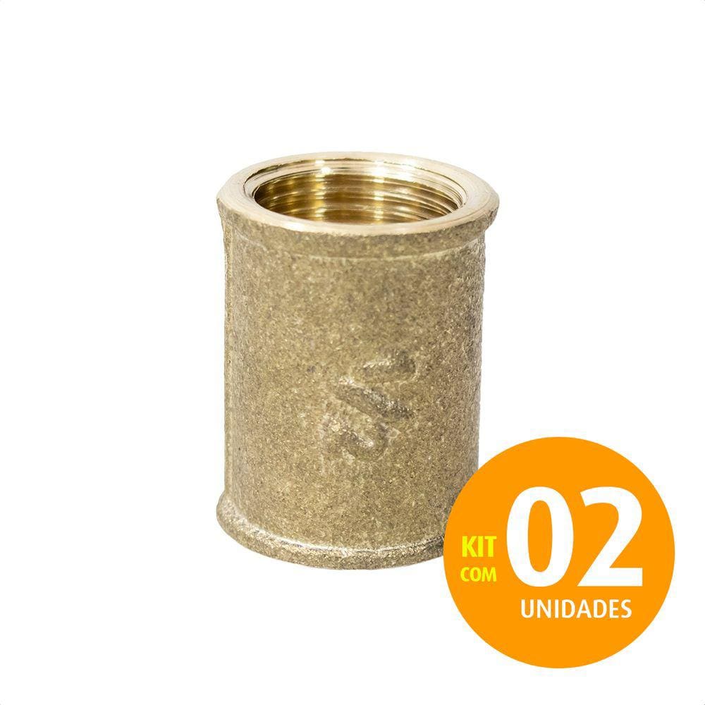 Luva Fêmea Rosca/Rosca de 1/2 Em Latão Amarelo Kit 02un