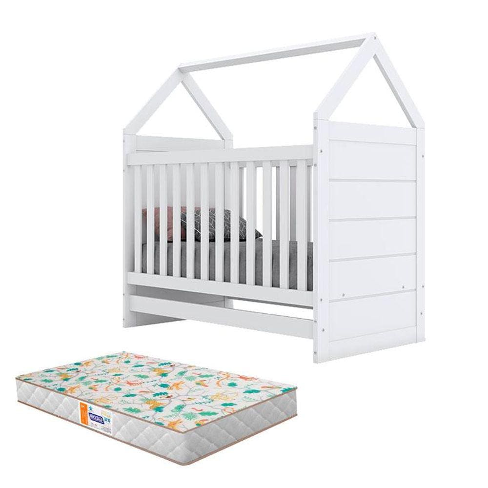 Berço Montessoriano Americano Branco com Colchão Gazin - Henn