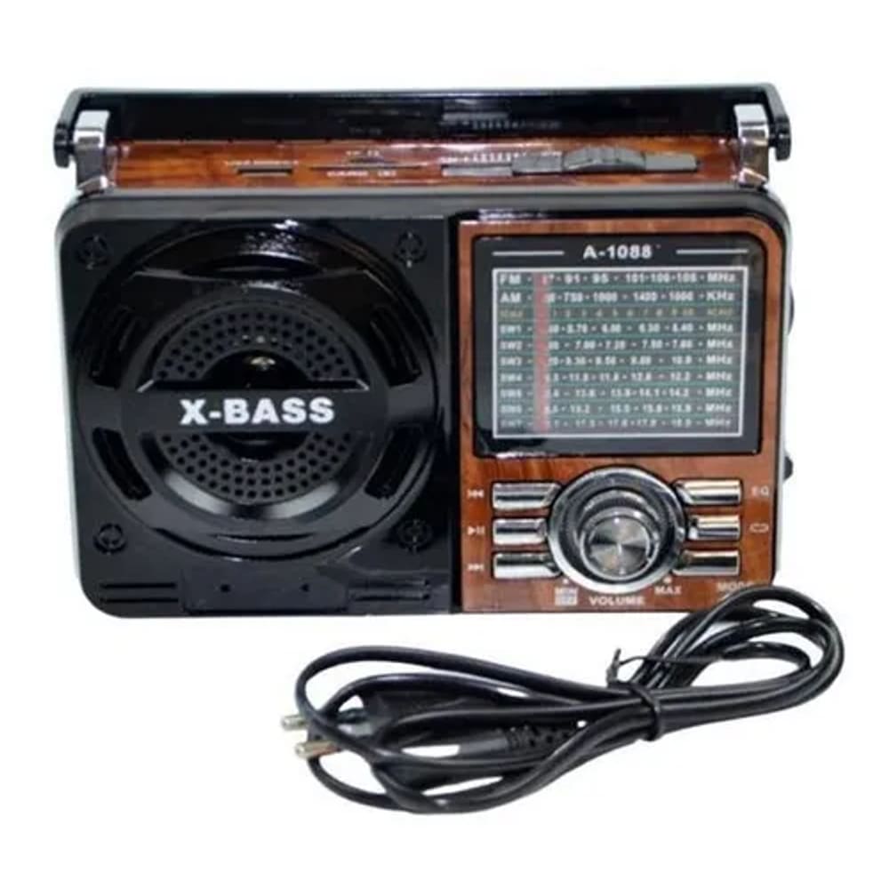 Radio Retrô  X-Bass Recarregável USB  FM AM