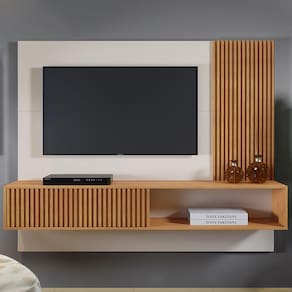 Painel Para Tv Até 75 Polegadas Málaga 1 Porta Off White/naturalle - Mavaular