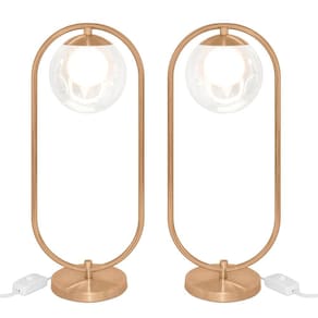 Kit 2 Abajur Luminaria de Mesa de Luxo Aro Harmony New Cobre
