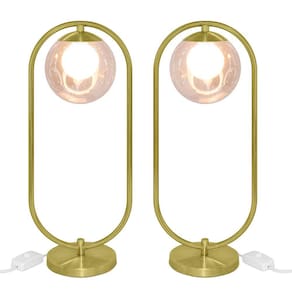 Kit 2 Abajur Luminaria de Mesa Aro Dourado Harmony Ambar