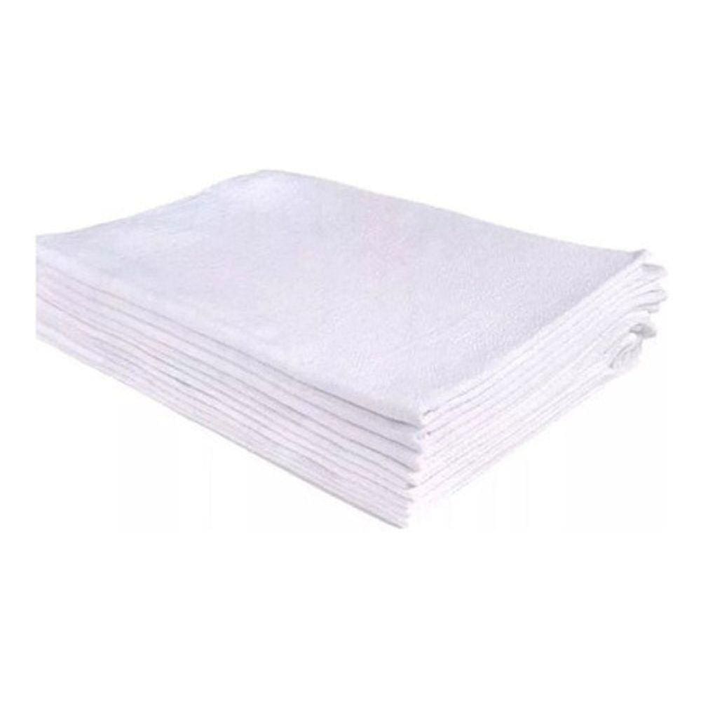 Pano De Prato Atacado Branco Bainha Alvejado Kit Com 20 Peças