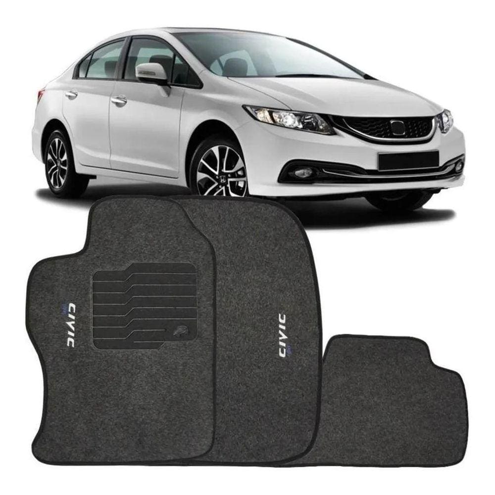 Tapete Adaptável Carpete Grafite Honda New Civic 2014 Á 2016
