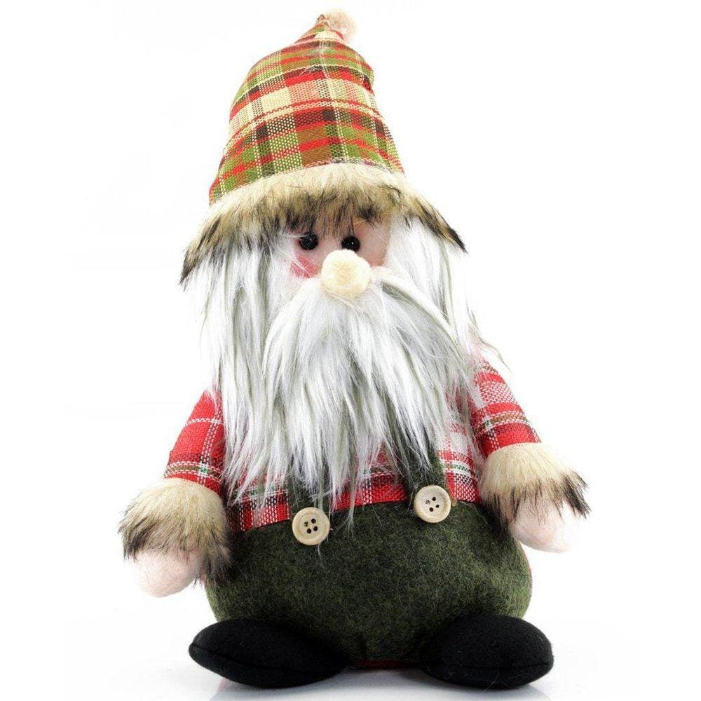 Boneco Natal Decorativo Papai Noel Tecido Xadrez 22Cm