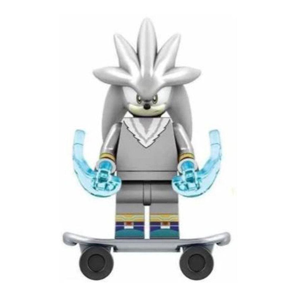 Boneco Blocos De Montar Silver Skate Sonic The Hedgehog
