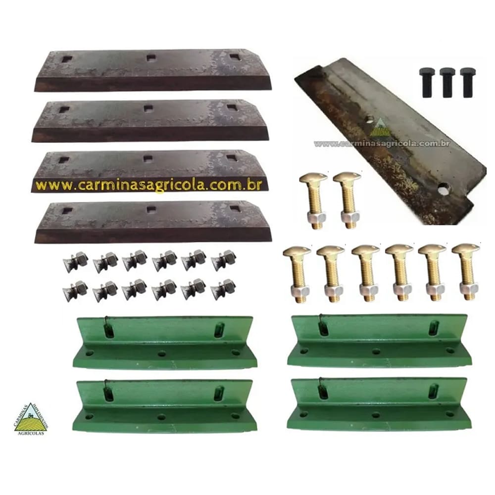Kit Jogo C/ 4 Faca + Contra Faca + Suporte De Faca + Parafusos - Picadeira Pinheiro Pp4610 Aco Cromo