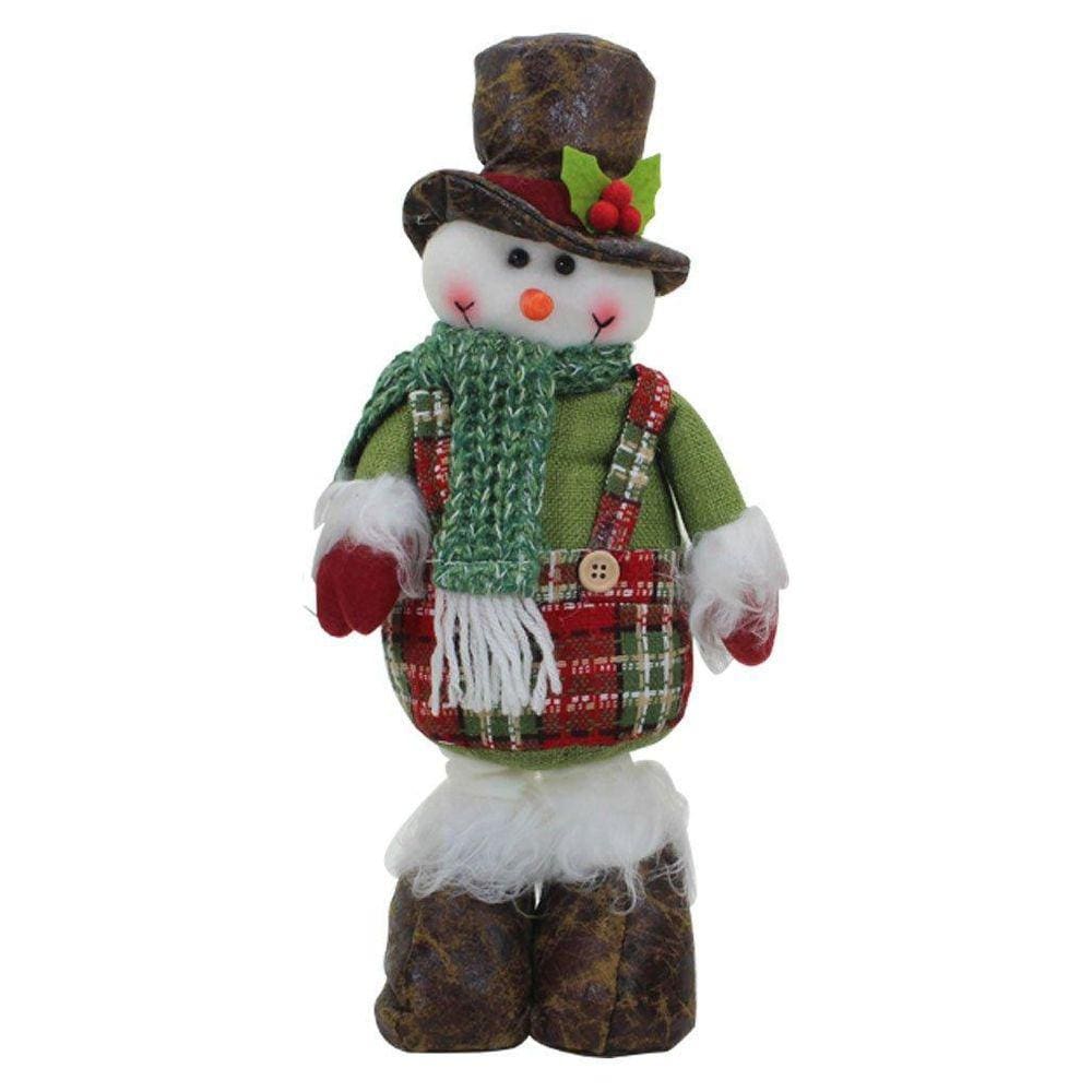 Boneco Natal Boneco De Neve Tecido Xadrez 37Cm