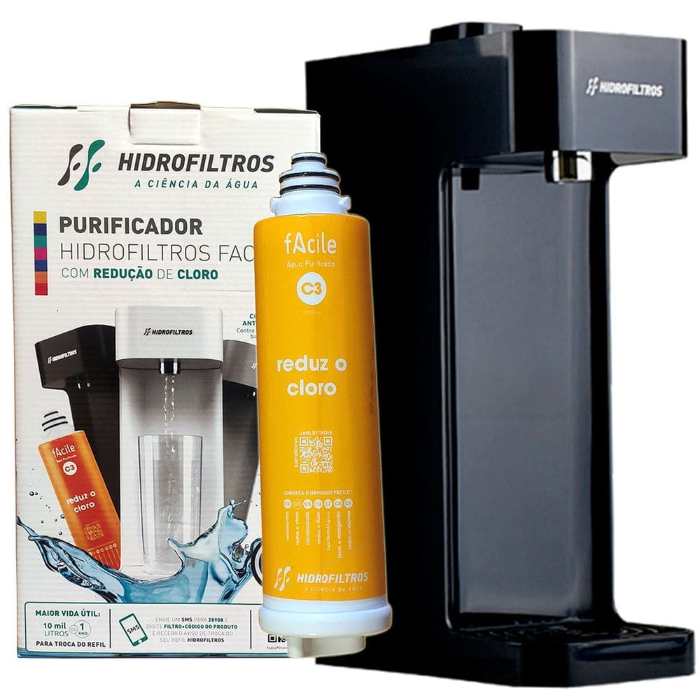 Purificador de Água Natural Facile C3 Preto Hidrofiltros