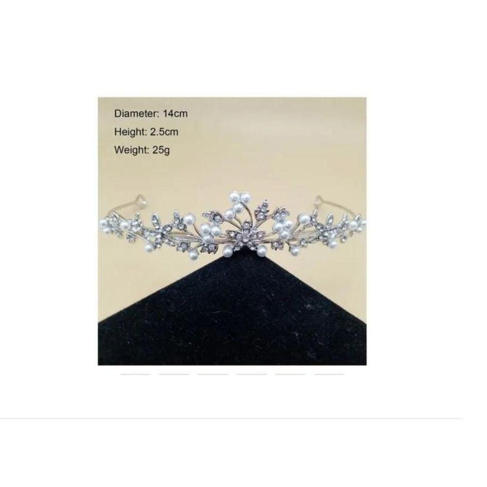 Coroa Tiara Noiva Debutante Prateada Strass Princesa Arco