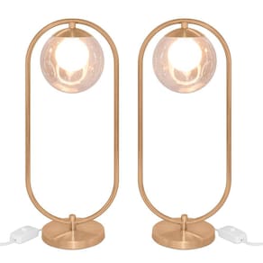 Kit 2 Abajur Luminaria de Mesa Aro New Cobre Harmony Ambar