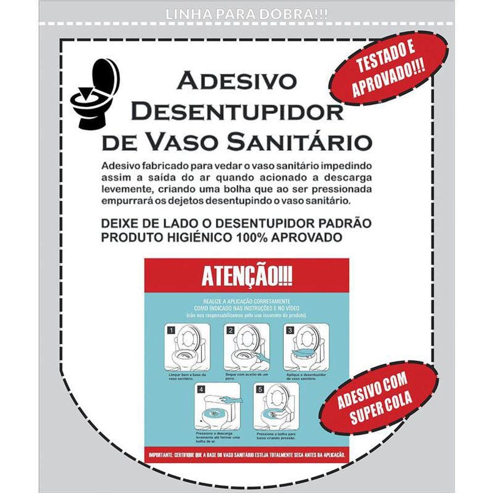 Kit 3 Adesivo Desentupir Vaso Sanitário Entupido Descartavel