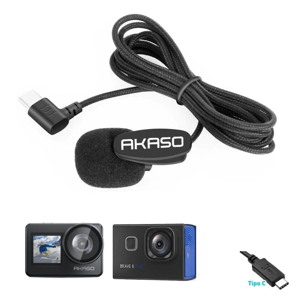 Microfone Lapela Externo Usb-C Câmera Ação Akaso Brave 7 E