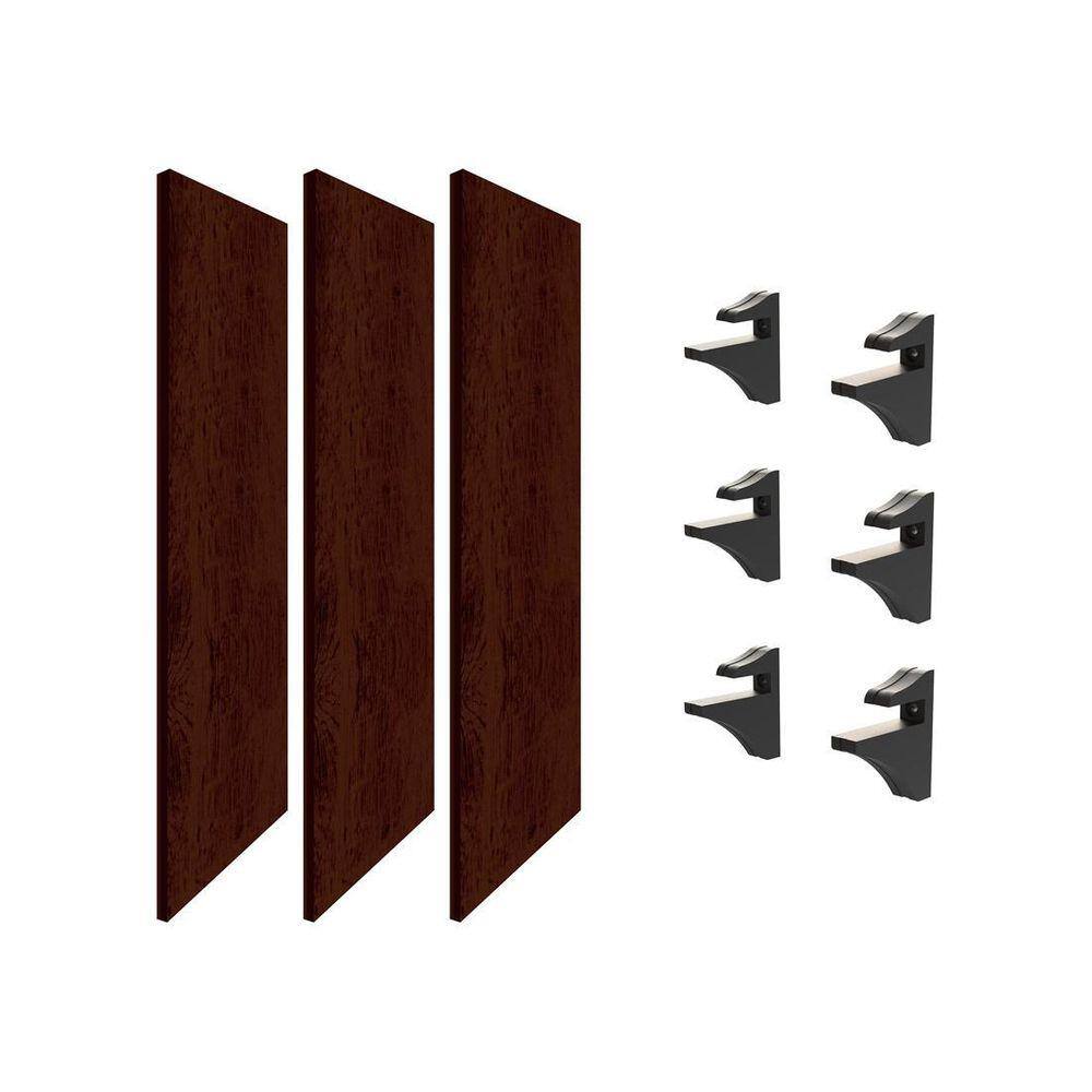 Kit 3 Prateleiras 60X25 + 6 Suportes Em Chocolate Brasforma