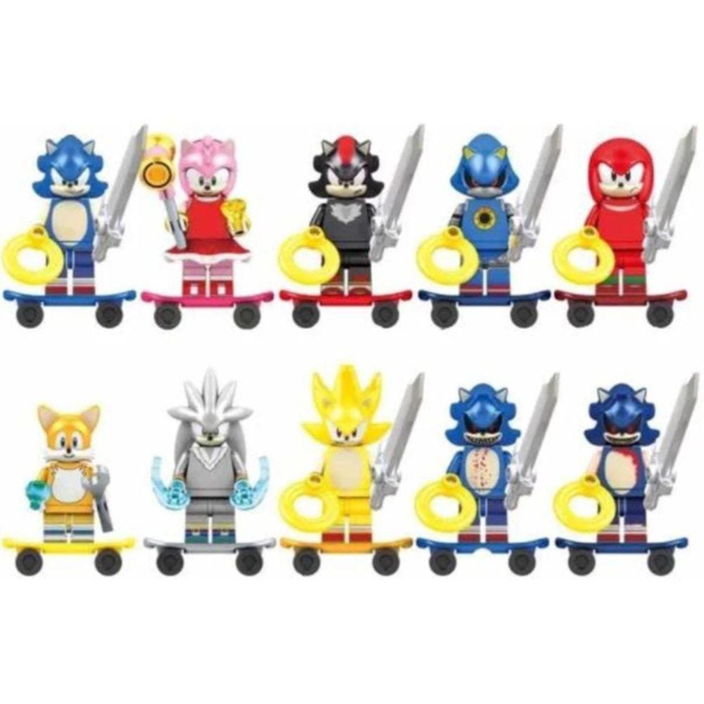Boneco Blocos De Montar Sonic Lançamento Coleção Skate