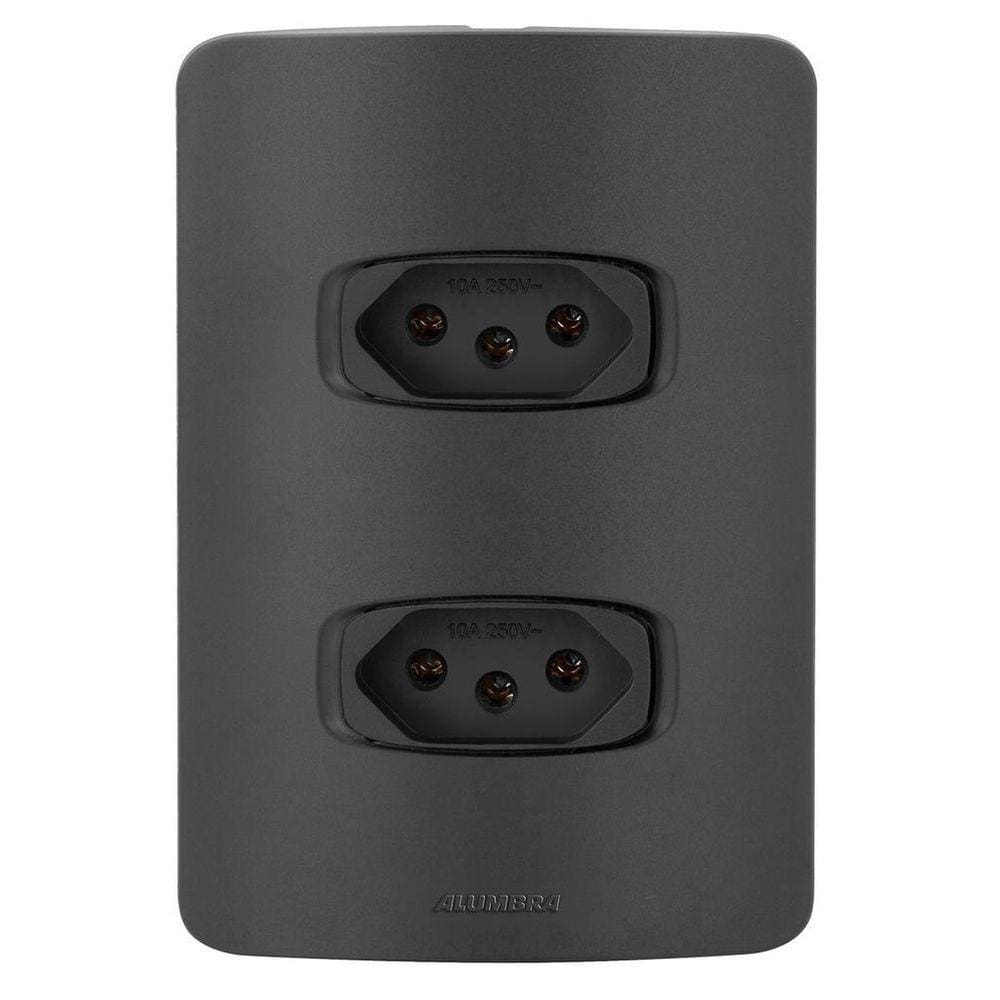 Conj. 1 Tomada 10A + 1 Tomada 20A Alumbra Gracia Black Maxx