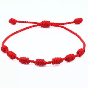 Kit 2 Pulseiras Vermelha Sete Nós Kabbalah Afastar O Mal
