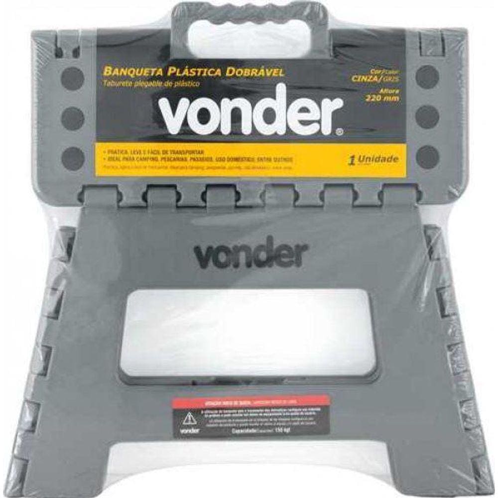 Banqueta Plastica Dobravel 220Mm Cinza Alça Vonder 150Kg