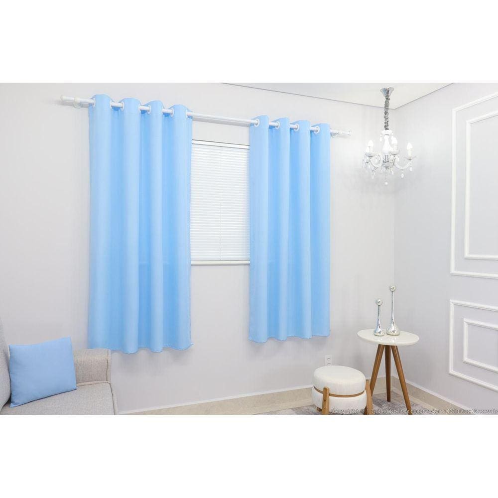 Cortina Lana Azul-Bebê Oxford 300X180 Para Sala/Quarto
