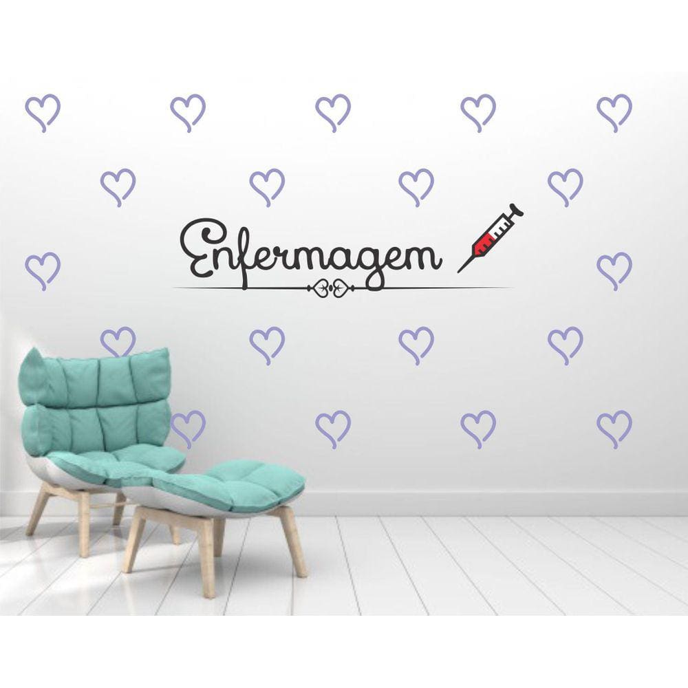 Adesivo Decorativo De Parede Enfermagem E Corações