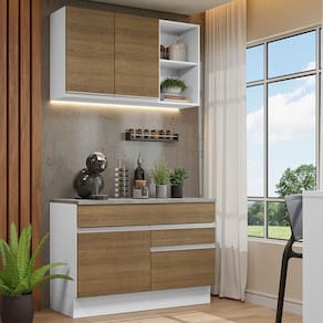 Armário de Cozinha Compacta 120cm Branco/Rustic Glamy Madesa 08