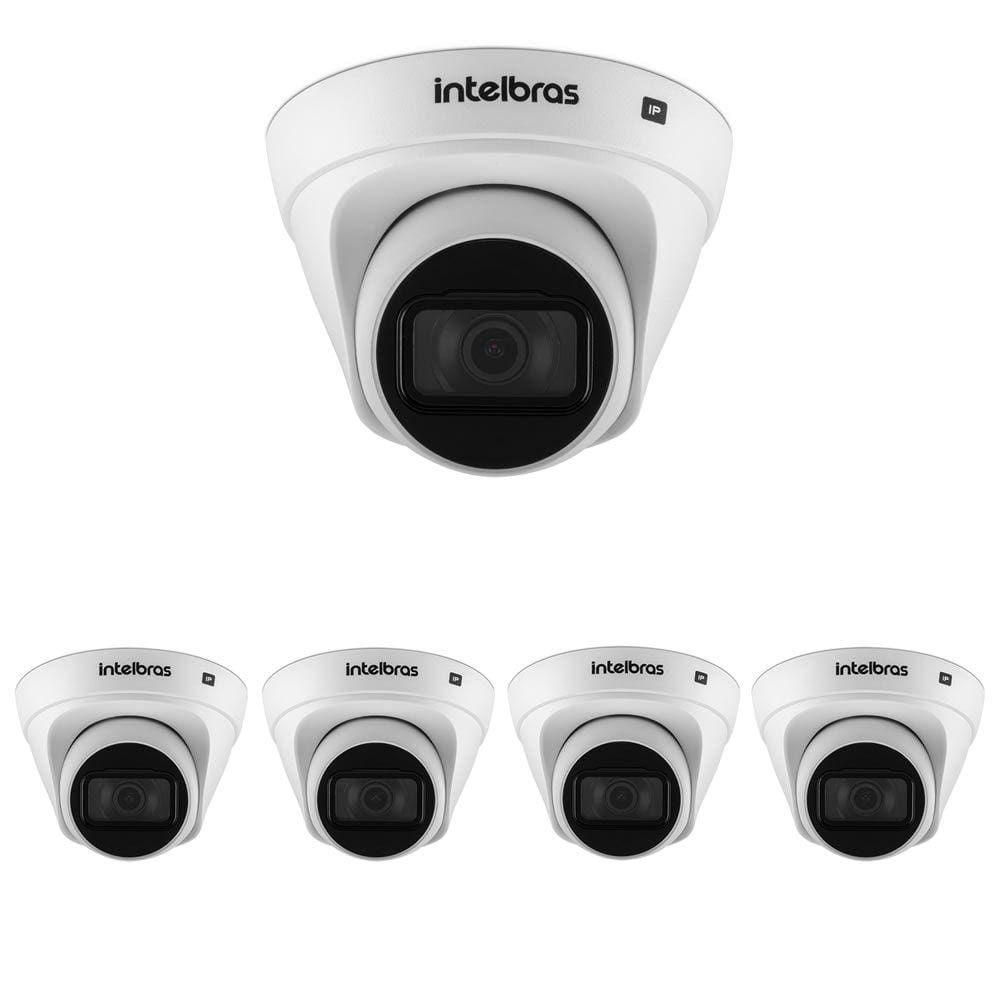 Kit 5 Câmeras IP 4 Megapixels 2.8mm 30m Inteligência de Vídeo VIP 1430 D G2  Intelbras