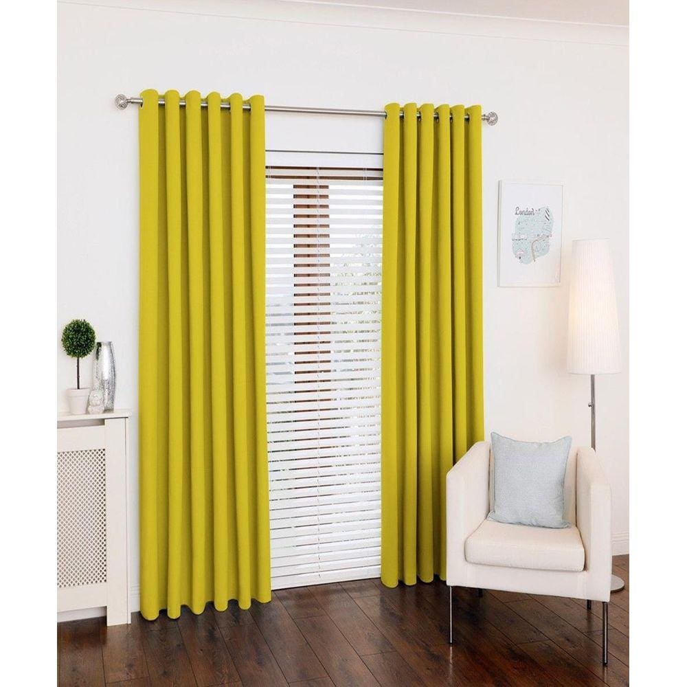 Cortina Lana Amarelo-Canário Oxford 300X180 Para Sala/Quarto