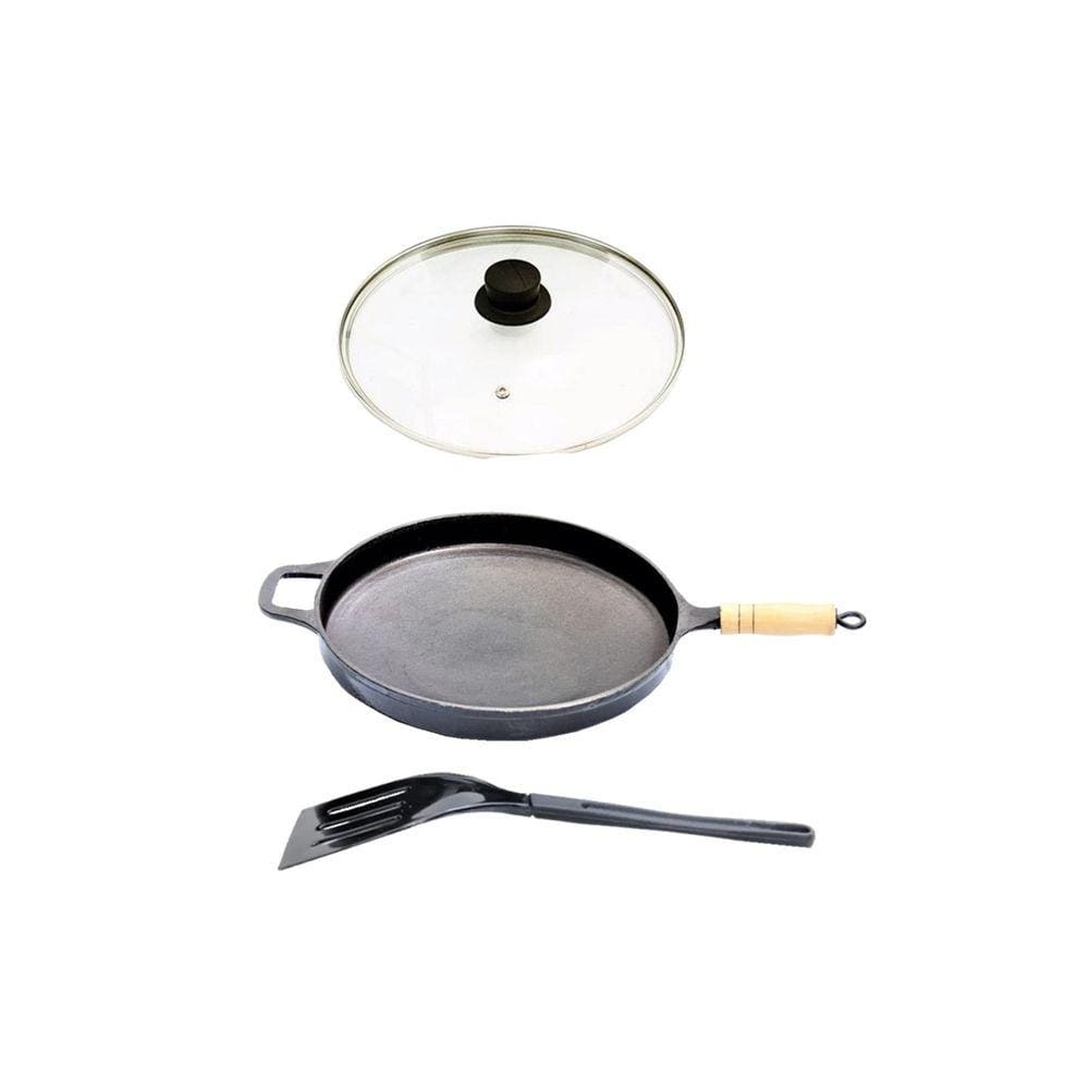 Frigideira Antiaderente Cabo Tampa Vidro 30cm e Espátula