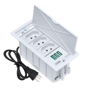 Caixa De Tomada 4 Blocos 3 Tomadas 20A 3 USB 5.2A branco